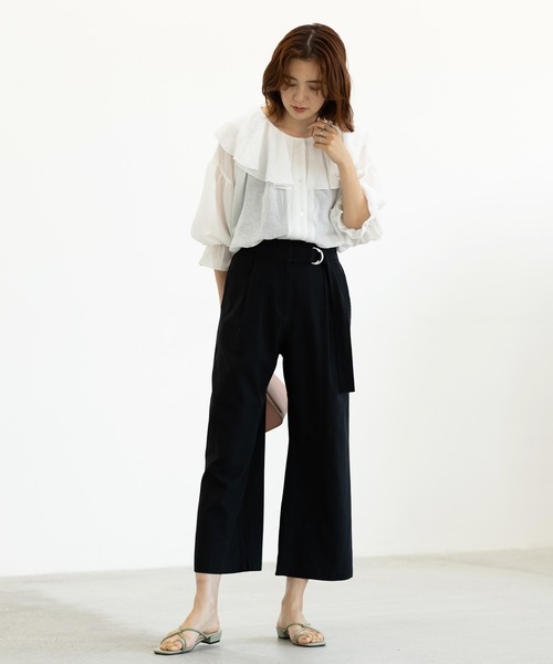 GeeRA(ジーラ)の「リネンライクベルト付ワイドパンツ(その他パンツ・レディース・ブラック/グリーン/ライトベージュ・MEDIUM/LARGE/X-LARGE)」の9枚目の写真