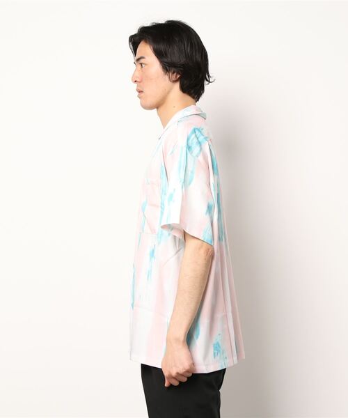 semantic design（セマンティックデザイン）の「【ストレッチ】セマンティックデザイン グラフィック オープンカラー半袖ルーズシャツ（シャツ/ブラウス・メンズ・グリーン系その他/パープル/ピンク系その他/ホワイト・LARGE/MEDIUM）」の5枚目の写真