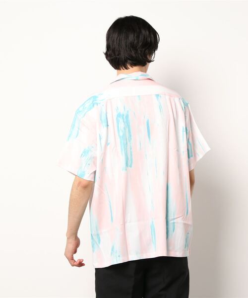 semantic design（セマンティックデザイン）の「【ストレッチ】セマンティックデザイン グラフィック オープンカラー半袖ルーズシャツ（シャツ/ブラウス・メンズ・グリーン系その他/パープル/ピンク系その他/ホワイト・LARGE/MEDIUM）」の6枚目の写真