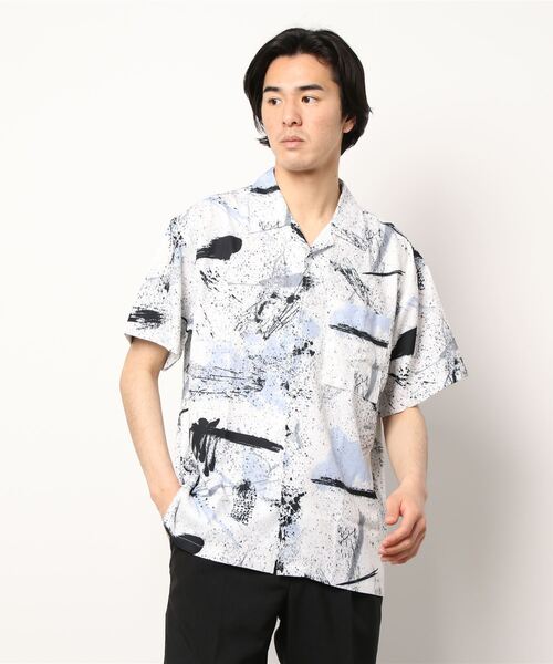 semantic design（セマンティックデザイン）の「【ストレッチ】セマンティックデザイン グラフィック オープンカラー半袖ルーズシャツ（シャツ/ブラウス・メンズ・グリーン系その他/パープル/ピンク系その他/ホワイト・LARGE/MEDIUM）」の11枚目の写真