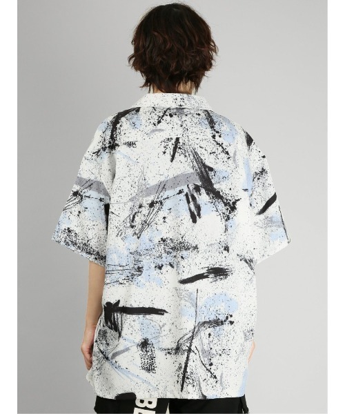 semantic design（セマンティックデザイン）の「【ストレッチ】セマンティックデザイン グラフィック オープンカラー半袖ルーズシャツ（シャツ/ブラウス・メンズ・グリーン系その他/パープル/ピンク系その他/ホワイト・LARGE/MEDIUM）」の14枚目の写真