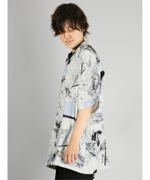semantic design（セマンティックデザイン）の「【ストレッチ】セマンティックデザイン グラフィック オープンカラー半袖ルーズシャツ（シャツ/ブラウス・メンズ・グリーン系その他/パープル/ピンク系その他/ホワイト・LARGE/MEDIUM）」の15枚目の写真