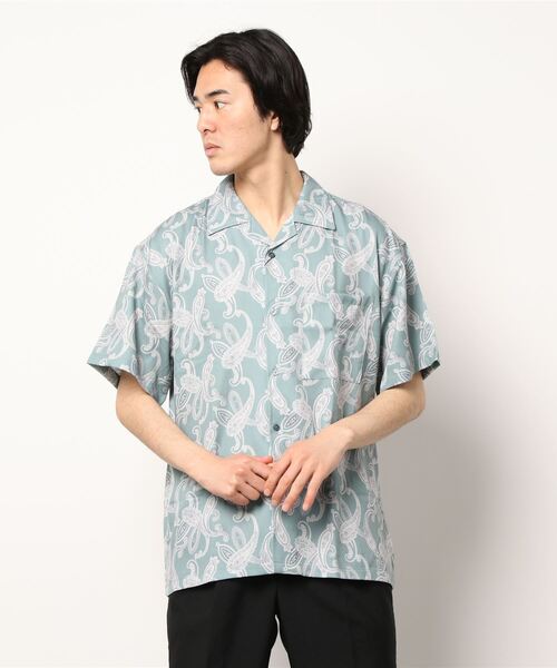 semantic design（セマンティックデザイン）の「【ストレッチ】セマンティックデザイン グラフィック オープンカラー半袖ルーズシャツ（シャツ/ブラウス・メンズ・グリーン系その他/パープル/ピンク系その他/ホワイト・LARGE/MEDIUM）」の16枚目の写真