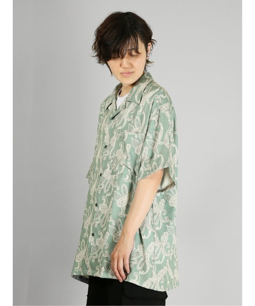 semantic design（セマンティックデザイン）の「【ストレッチ】セマンティックデザイン グラフィック オープンカラー半袖ルーズシャツ（シャツ/ブラウス・メンズ・グリーン系その他/パープル/ピンク系その他/ホワイト・LARGE/MEDIUM）」の19枚目の写真