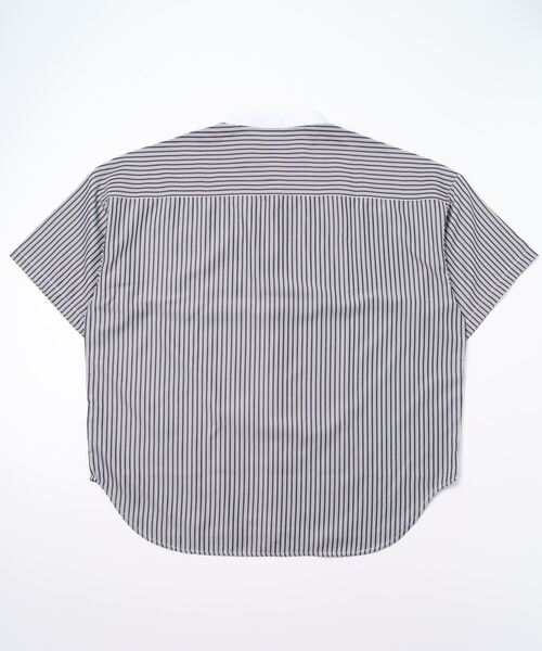 JOHN'S CLOSET(ジョンズクローゼット)の「【i】ブロードストライプバンドカラーシャツ 半袖(シャツ/ブラウス・メンズ・ブラック/ネイビー/グレー/グリーン・MEDIUM/LARGE/X-LARGE)」の12枚目の写真