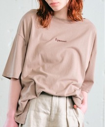 ワンポイントロゴ刺繍オーバーサイズコットンTシャツ