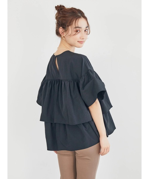 AMERICAN HOLIC(アメリカンホリック)の「ティアード5分袖ブラウス(シャツ/ブラウス・レディース・ブラック/オフホワイト・M/L)」の8枚目の写真