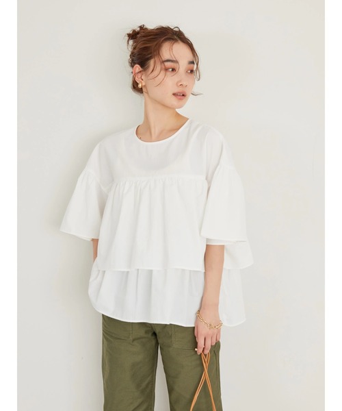 AMERICAN HOLIC(アメリカンホリック)の「ティアード5分袖ブラウス(シャツ/ブラウス・レディース・ブラック/オフホワイト・M/L)」の11枚目の写真