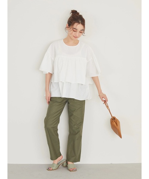 AMERICAN HOLIC(アメリカンホリック)の「ティアード5分袖ブラウス(シャツ/ブラウス・レディース・ブラック/オフホワイト・M/L)」の13枚目の写真