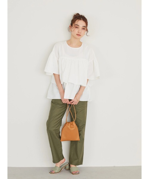 AMERICAN HOLIC(アメリカンホリック)の「ティアード5分袖ブラウス(シャツ/ブラウス・レディース・ブラック/オフホワイト・M/L)」の14枚目の写真