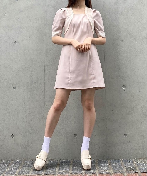 TITTY&CO.（ティティーアンドコー）の「【TITTY&CO.】シアーボレロワンピース（ワンピース・レディース・ライトブルー/ピンク・SMALL/MEDIUM）」の6枚目の写真