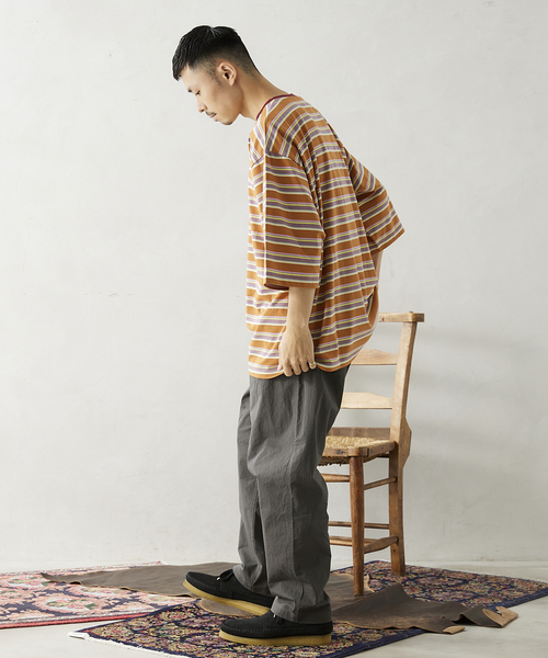 JOURNAL STANDARD relume（ジャーナルスタンダード　レリューム）の「【Allen A / アレンエー】別注 マルチボーダー半袖Tシャツ（Tシャツ/カットソー・メンズ・ライトグリーン/タン/パープル系その他/Yellow・MEDIUM/LARGE）」の22枚目の写真