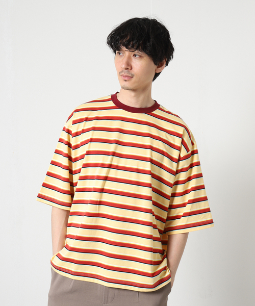 JOURNAL STANDARD relume（ジャーナルスタンダード　レリューム）の「【Allen A / アレンエー】別注 マルチボーダー半袖Tシャツ（Tシャツ/カットソー・メンズ・ライトグリーン/タン/パープル系その他/Yellow・MEDIUM/LARGE）」の11枚目の写真