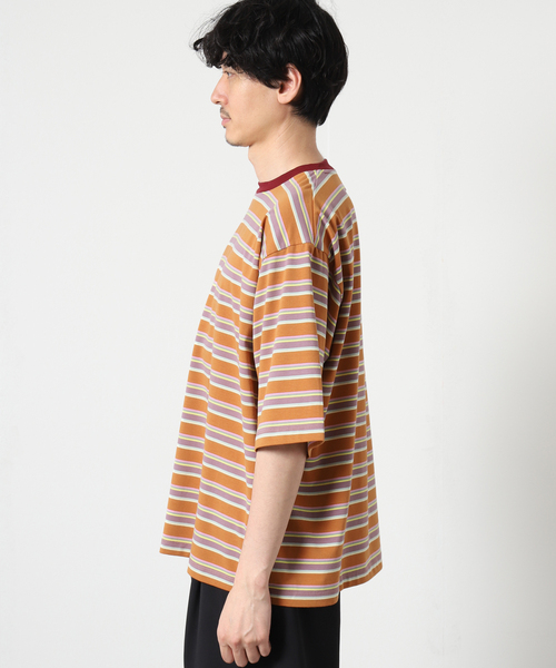 JOURNAL STANDARD relume（ジャーナルスタンダード　レリューム）の「【Allen A / アレンエー】別注 マルチボーダー半袖Tシャツ（Tシャツ/カットソー・メンズ・ライトグリーン/タン/パープル系その他/Yellow・MEDIUM/LARGE）」の15枚目の写真