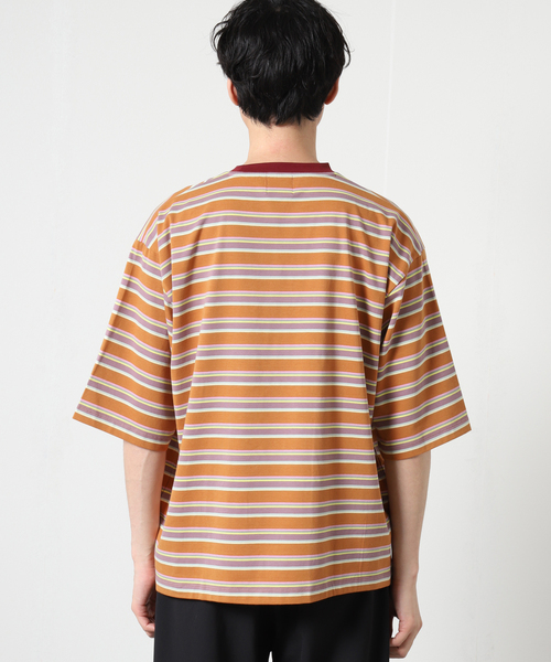 JOURNAL STANDARD relume（ジャーナルスタンダード　レリューム）の「【Allen A / アレンエー】別注 マルチボーダー半袖Tシャツ（Tシャツ/カットソー・メンズ・ライトグリーン/タン/パープル系その他/Yellow・MEDIUM/LARGE）」の16枚目の写真
