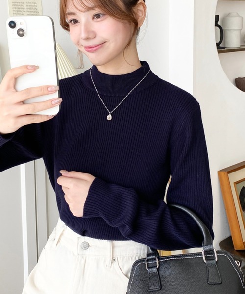 moment+(モーメントプラス)の「【累計販売枚数6万枚突破!】12G ボトルネックカラーリブニットプルオーバー(ニット/セーター・レディース・チャコールグレー/ブラック/カーキ/オレンジ/ブルー/アイボリー/ボルドー/グレイッシュベージュ/ネイビー/ブラウン/ダークグリーン・M/L)」の15枚目の写真
