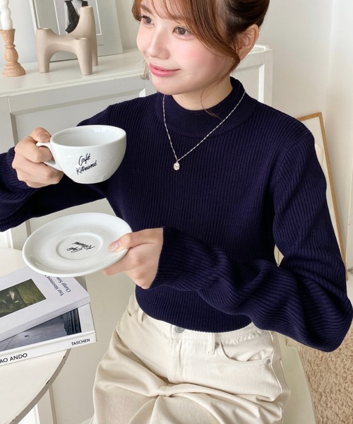 moment+(モーメントプラス)の「【累計販売枚数6万枚突破!】12G ボトルネックカラーリブニットプルオーバー(ニット/セーター・レディース・チャコールグレー/ブラック/カーキ/オレンジ/ブルー/アイボリー/ボルドー/グレイッシュベージュ/ネイビー/ブラウン/ダークグリーン・M/L)」の12枚目の写真