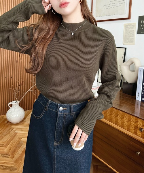 moment+（モーメントプラス）の「【累計販売枚数6万枚突破！】12G ボトルネックカラーリブニットプルオーバー（ニット/セーター・レディース・チャコールグレー/ブラック/カーキ/オレンジ/ブルー/アイボリー/ボルドー/グレイッシュベージュ/ネイビー/ブラウン/ダークグリーン・M/L）」の15枚目の写真