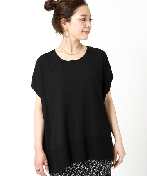 B.C STOCK(ベーセーストック)の「ニットドッキング プルオーバー(シャツ/ブラウス・レディース・チャコールグレー/ブラック/キャメル・FREE)」の2枚目の写真