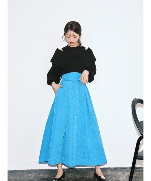 LILY BROWN（リリーブラウン）の「ボタニカルキルティングスカート（スカート・レディース・アイボリー/ブルー/ブラック・FREE）」の7枚目の写真