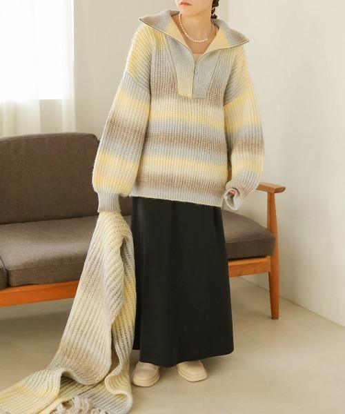 Bab（バブ）の「グラデーションニットハーフジッププルオーバー（ニット/セーター・レディース・ピンク/ブルー/グリーン・FREE）」の19枚目の写真