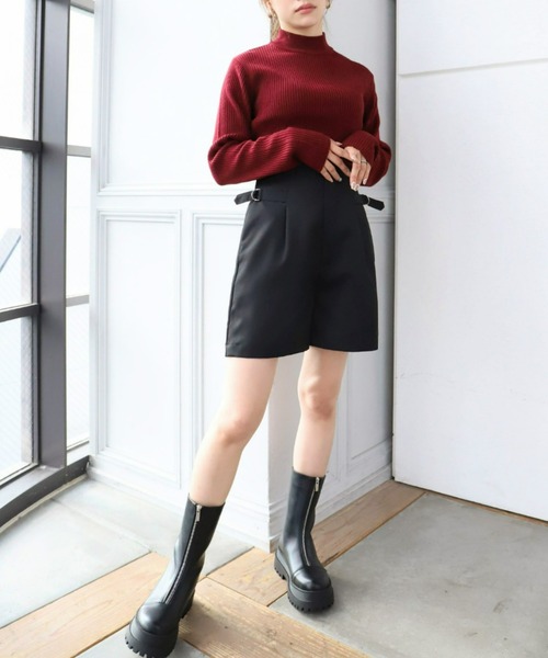 moment+（モーメントプラス）の「厚底フロントジップミドルブーツ（ブーツ・レディース・ブラック・M/S/L/LL）」の7枚目の写真