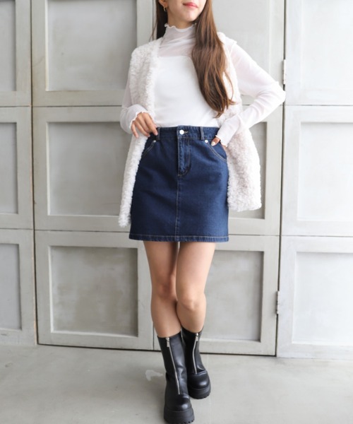 moment+（モーメントプラス）の「厚底フロントジップミドルブーツ