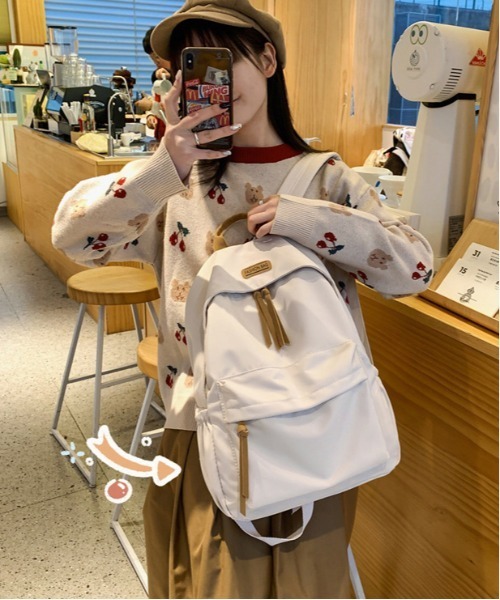 gossip!ロサンゼルス(ゴシップロサンゼルス)の「ナイロン バックパック/リュック(バックパック/リュック・レディース・ホワイト/ブラック/ブラック系その他・FREE)」の5枚目の写真