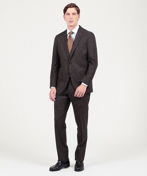 美品 トゥモローランド DRAGO 千鳥格子 スーツ 46 チャコールグレー セール】Super130'sミルドサージ シングルブレステッド2Bジャケット