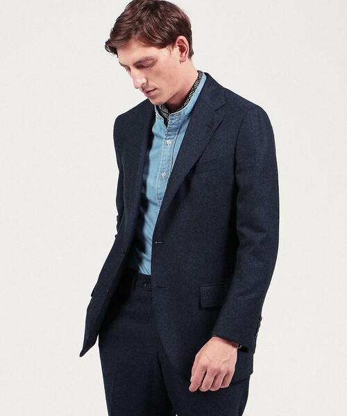 【値下】夏SUPER130's ONLY ドラゴ　ネイビー　Drago　M-L位 値下】夏SUPER130´s ONLY ドラゴ ネイビー Drago M-L位