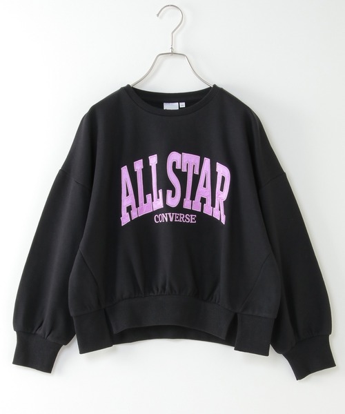 CONVERSE ALL STAR(コンバースオールスター)の「【キッズ】CONVERSE コンバース アップリケトレーナー(130~160cm)(スウェット・キッズ・ブラック/スモークピンク・130/140/150/160)」の2枚目の写真