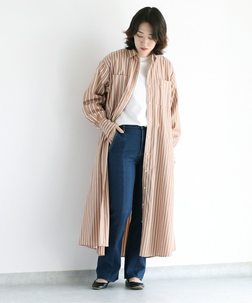 Curensology クレイジーパターンロングシャツワンピース Curensology クレイジーパターンロングシャツワンピース