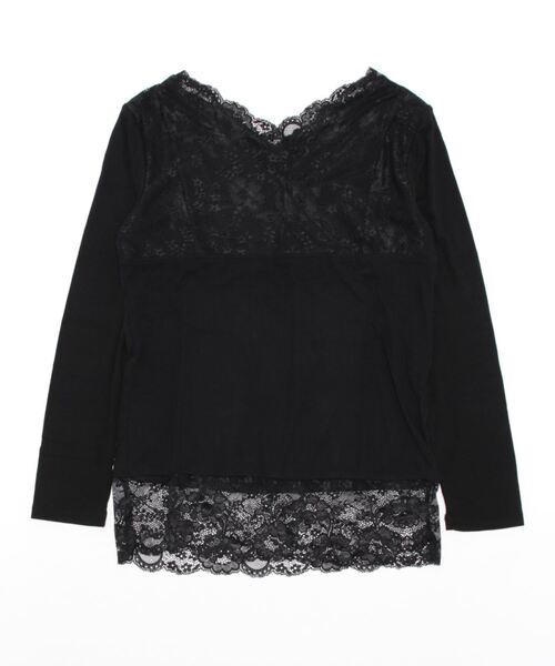 ELVENCE DEUX(エルベンスドゥ)の「テレコレースツカイVネック(Tシャツ/カットソー・レディース・ブラック/ベージュ/オフホワイト・MEDIUM/LARGE)」の13枚目の写真