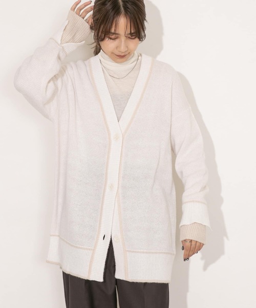 KBF（ケイビーエフ）の「バイカラーリバーシブルニットカーディガン（カーディガン/ボレロ・レディース・ネイビー/オフホワイト/グレー・ONE）」の6枚目の写真