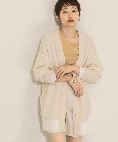 KBF（ケイビーエフ）の「バイカラーリバーシブルニットカーディガン（カーディガン/ボレロ・レディース・ネイビー/オフホワイト/グレー・ONE）」の13枚目の写真