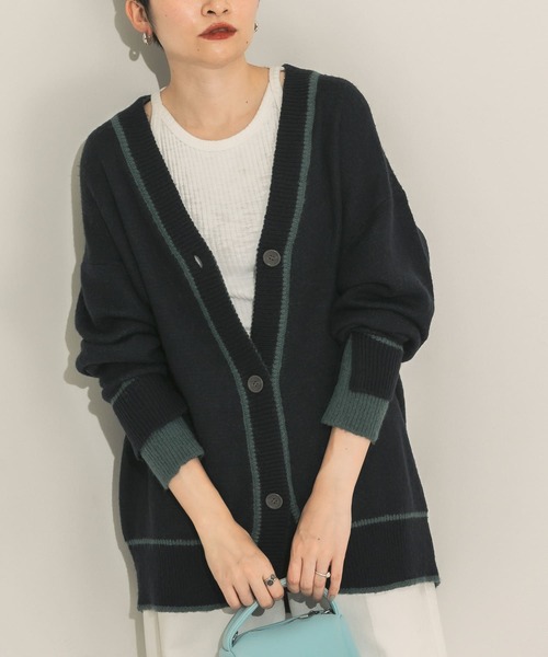 KBF（ケイビーエフ）の「バイカラーリバーシブルニットカーディガン（カーディガン/ボレロ・レディース・ネイビー/オフホワイト/グレー・ONE）」の21枚目の写真