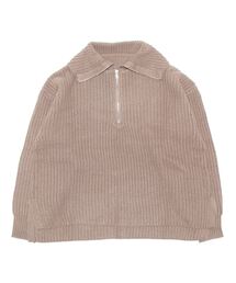 スタイルブロック STYLEBLOCK ストライプニットハーフジップタートルネックプルオーバー （ベージュ） スタイルブロック STYLEBLOCK ストライプニットハーフジップ