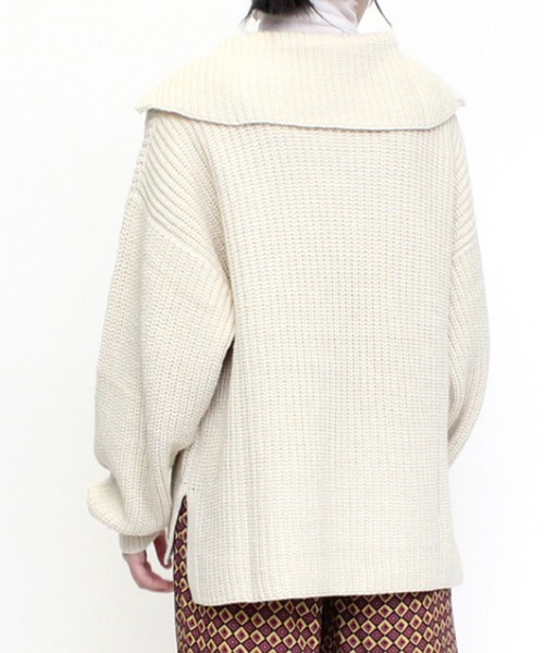 STYLEBLOCK(スタイルブロック)の「バルキーハーフジップニットプルオーバー(ニット/セーター・レディース・レッド系その他/ライム/グレイッシュベージュ/アイボリー/ブラック・M)」の9枚目の写真