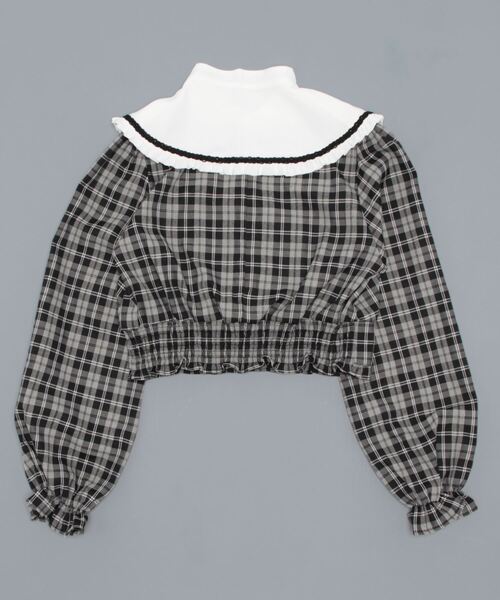 Ank Rouge(アンクルージュ)の「チャイナチェックTOPS(シャツ/ブラウス・レディース・ブルー/ブラック/ベージュ・M)」の5枚目の写真