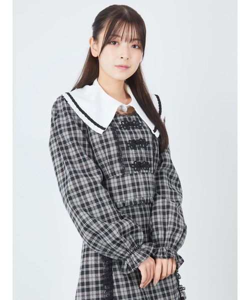 Ank Rouge(アンクルージュ)の「チャイナチェックTOPS(シャツ/ブラウス・レディース・ブルー/ブラック/ベージュ・M)」の17枚目の写真