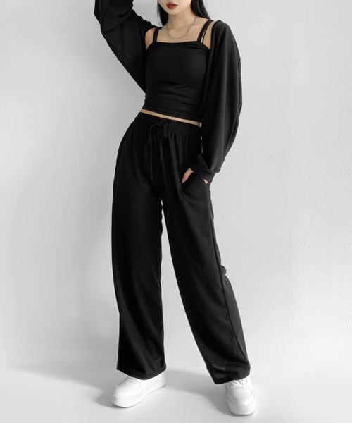 LVEU.(ラブユ.)の「Layered cardigan 3-piece set / レイヤードカーディガン3点セット(セットアップ・レディース・ブラック・FREE)」の2枚目の写真