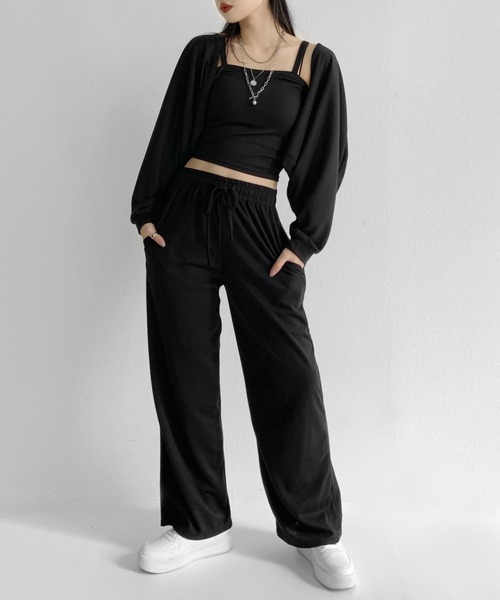 LVEU.(ラブユ.)の「Layered cardigan 3-piece set / レイヤードカーディガン3点セット(セットアップ・レディース・ブラック・FREE)」の7枚目の写真