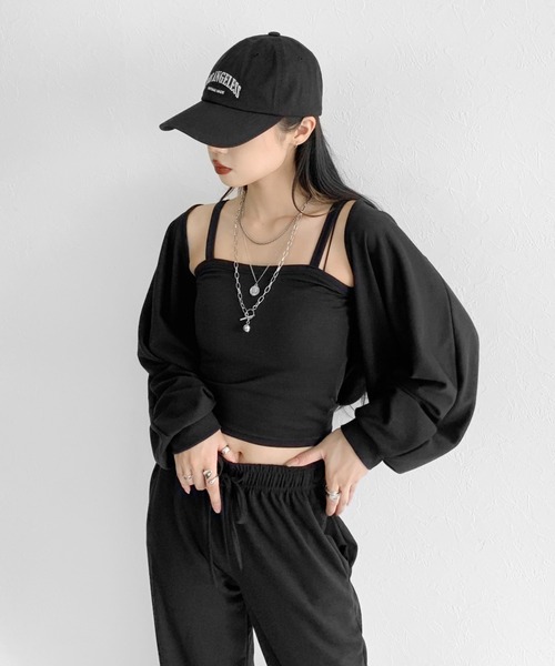 LVEU.(ラブユ.)の「Layered cardigan 3-piece set / レイヤードカーディガン3点セット(セットアップ・レディース・ブラック・FREE)」の8枚目の写真