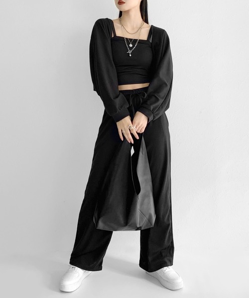 LVEU.(ラブユ.)の「Layered cardigan 3-piece set / レイヤードカーディガン3点セット(セットアップ・レディース・ブラック・FREE)」の15枚目の写真