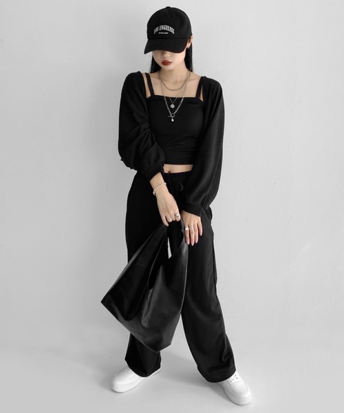 LVEU.(ラブユ.)の「Layered cardigan 3-piece set / レイヤードカーディガン3点セット(セットアップ・レディース・ブラック・FREE)」の17枚目の写真