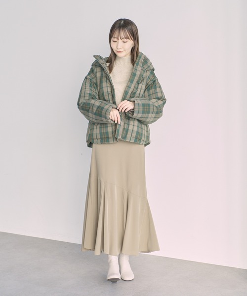 earth music&ecology(アースミュージックアンドエコロジー)の「チェック中綿ジャケット(ダウンジャケット/コート・レディース・カーキ/グリーン・FREE)」の5枚目の写真