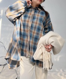 レディースのチュニック（ブルー・ネイビー/青色系・チェック柄