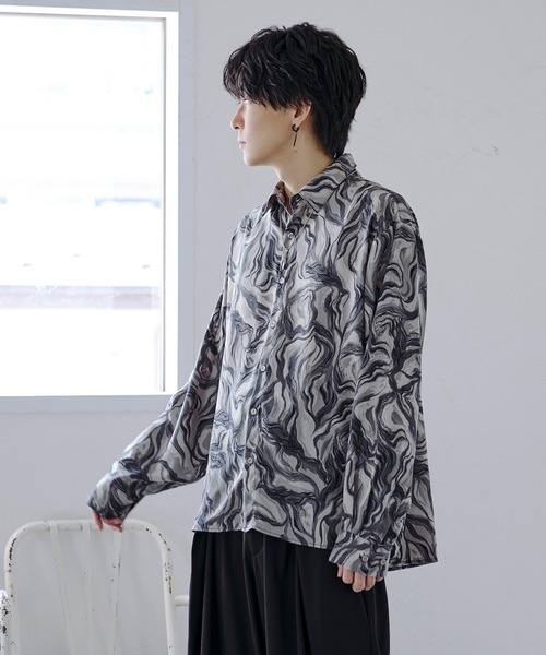 Ellno Loset(エルノロゼット)の「BLURレギュラーシャツ(シャツ/ブラウス・メンズ・ブラック系/グレー系・MEDIUM/LARGE)」の14枚目の写真