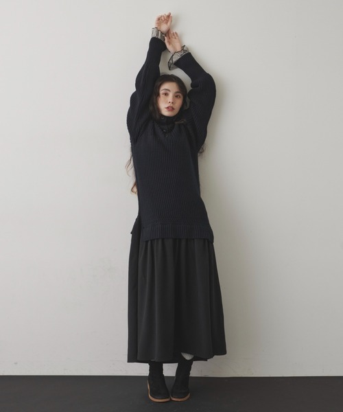 Libra Cue（リブラ キュー）の「ドッキングニットワンピース（ワンピース・レディース・ネイビー/アイボリー・FREE）」の16枚目の写真