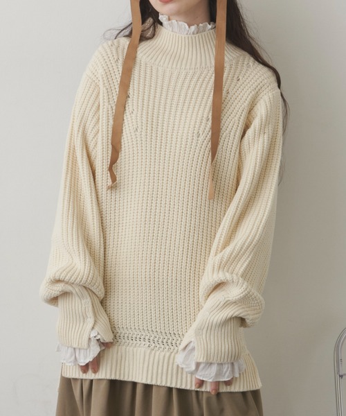 Libra Cue（リブラ キュー）の「ドッキングニットワンピース（ワンピース・レディース・ネイビー/アイボリー・FREE）」の6枚目の写真